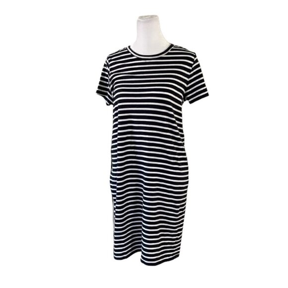 J. Crew Navy White Striped Tshirt Dress Size Small - Picture 2 of 9